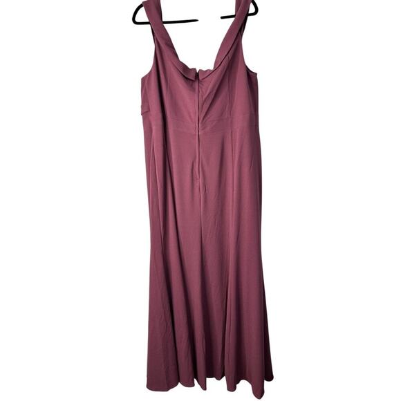 Davids Bridal Dress Size 22 Chianti Long Pleated Off the Shoulder Stretch Crepe - Picture 5 of 11